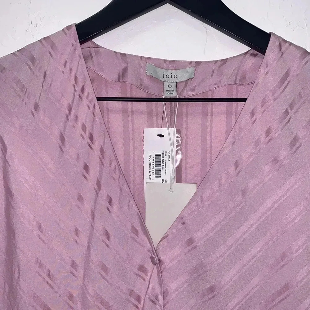 JOIE NWT Satin Stripe Button Front Blouse Size XS - Picture 3 of 7